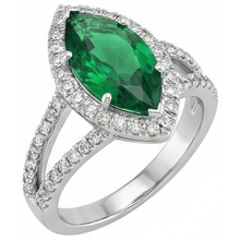 3.35 Carats Green Emerald With Natural Earth Mined DIAMOND ( NOT LAB GROWN )s Ring Prong Set White Gold 14K