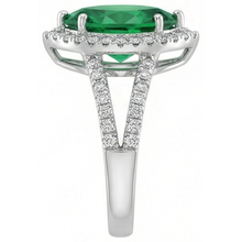 3.35 Carats Green Emerald With Natural Earth Mined DIAMOND ( NOT LAB GROWN )s Ring Prong Set White Gold 14K