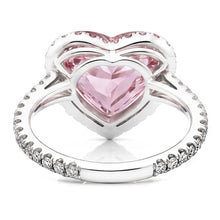 3.35 Carats Heart Pink Sapphire And Round Small Natural Earth Mined Diamonds Gemstone Ring