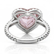 3.35 Carats Heart Pink Sapphire And Round Small Natural Earth Mined Diamonds Gemstone Ring