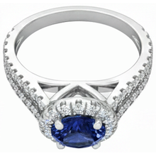 3.35 Carats Split Shank Tanzanite With Natural Earth Mined Diamonds Ring 14K White Gold