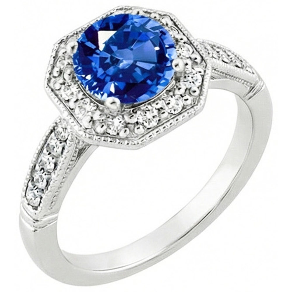 3.35 Ct Sri Lankan Sapphire And Natural Earth Mined DIAMOND ( NOT LAB GROWN )s Ring White Gold 14K