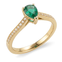 3.4 Ct Pear Cut Green Emerald Natural Earth Mined Diamond Wedding Ring Yellow Gold 14K