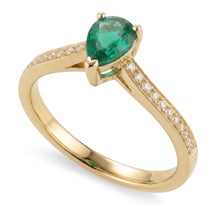 3.4 Ct Pear Cut Green Emerald Natural Earth Mined Diamond Wedding Ring Yellow Gold 14K