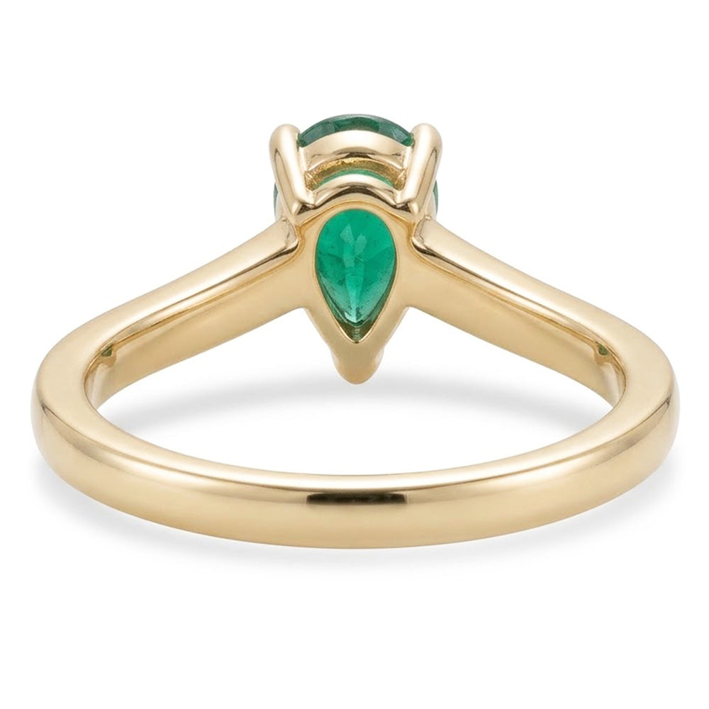 3.4 Ct Pear Cut Green Emerald Natural Earth Mined Diamond Wedding Ring Yellow Gold 14K