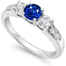 3.40 Carats Round Sri Lanka Sapphire Natural Earth Mined Diamonds Wedding Ring