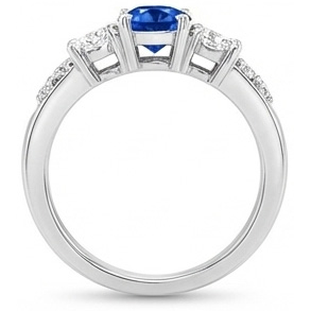 3.40 Carats Round Sri Lanka Sapphire Natural Earth Mined Diamonds Wedding Ring