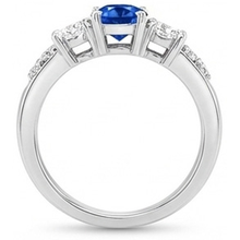 3.40 Carats Round Sri Lanka Sapphire Natural Earth Mined Diamonds Wedding Ring