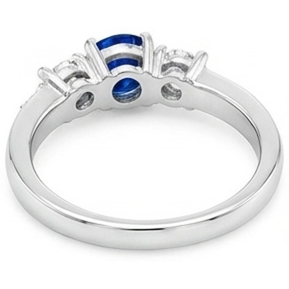 3.40 Carats Round Sri Lanka Sapphire Natural Earth Mined Diamonds Wedding Ring