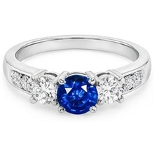 3.40 Carats Round Sri Lanka Sapphire Natural Earth Mined Diamonds Wedding Ring