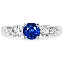 3.40 Carats Round Sri Lanka Sapphire Natural Earth Mined Diamonds Wedding Ring