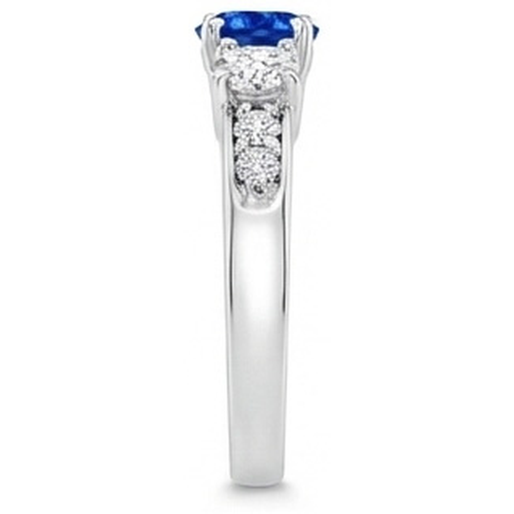 3.40 Carats Round Sri Lanka Sapphire Natural Earth Mined Diamonds Wedding Ring