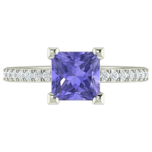 3.40 Carats Tanzanite And Natural Earth Mined Diamonds Wedding Ring 14K White Gold