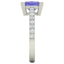 3.40 Carats Tanzanite And Natural Earth Mined Diamonds Wedding Ring 14K White Gold
