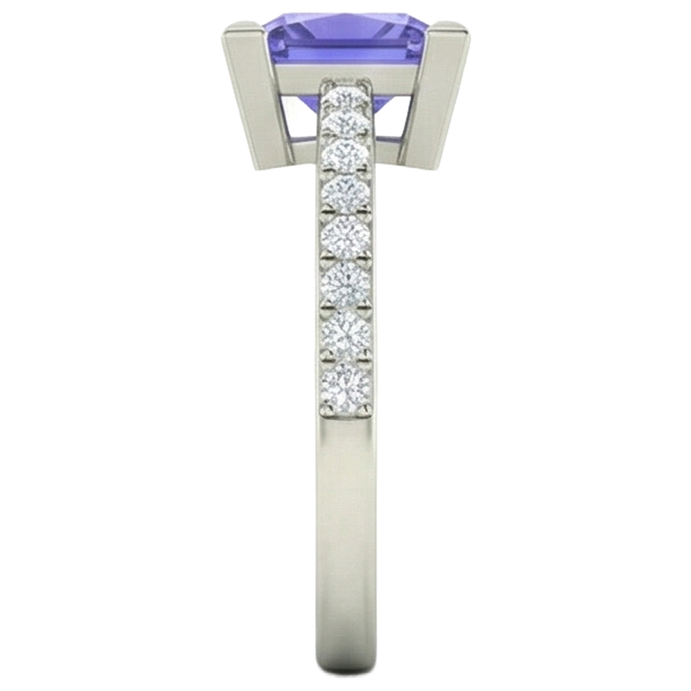 3.40 Carats Tanzanite And Natural Earth Mined Diamonds Wedding Ring 14K White Gold