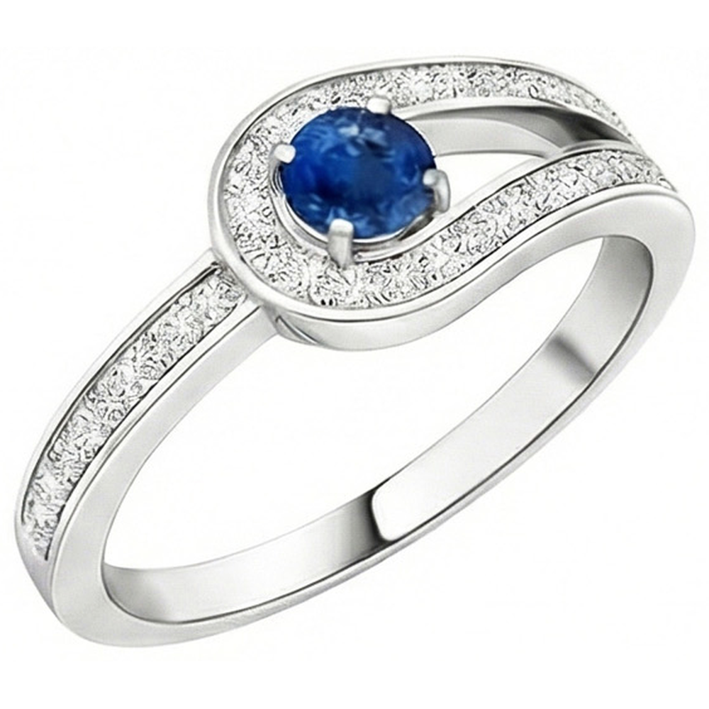 natural round sapphire 3.40ct ring close up detail