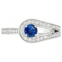 natural round sapphire 3.40ct ring side angle