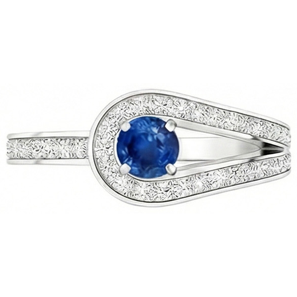 natural round sapphire 3.40ct ring side angle
