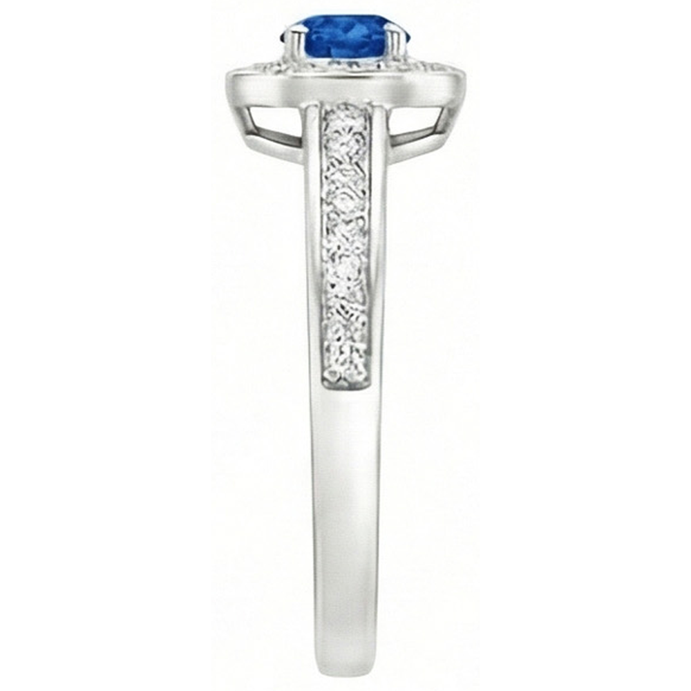natural round sapphire 3.40ct ring profile view