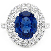 3.40 Ct Oval Ceylon Sapphire With Round Natural Earth Mined Diamonds Ring White Gold