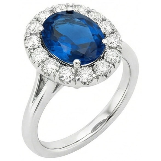 3.40 Ct Sri Lankan Sapphire And Natural Earth Mined DIAMOND ( NOT LAB GROWN )s Engagement Ring