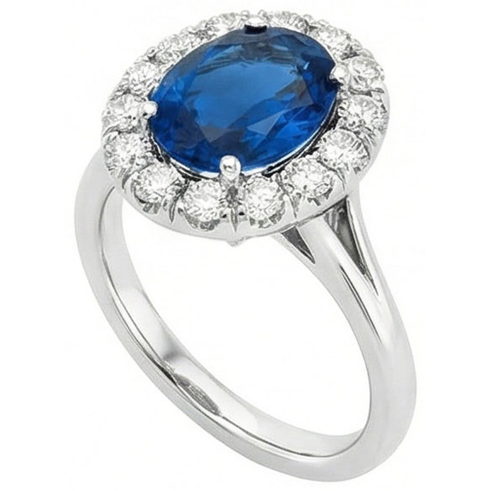3.40 Ct Sri Lankan Sapphire And Natural Earth Mined DIAMOND ( NOT LAB GROWN )s Engagement Ring