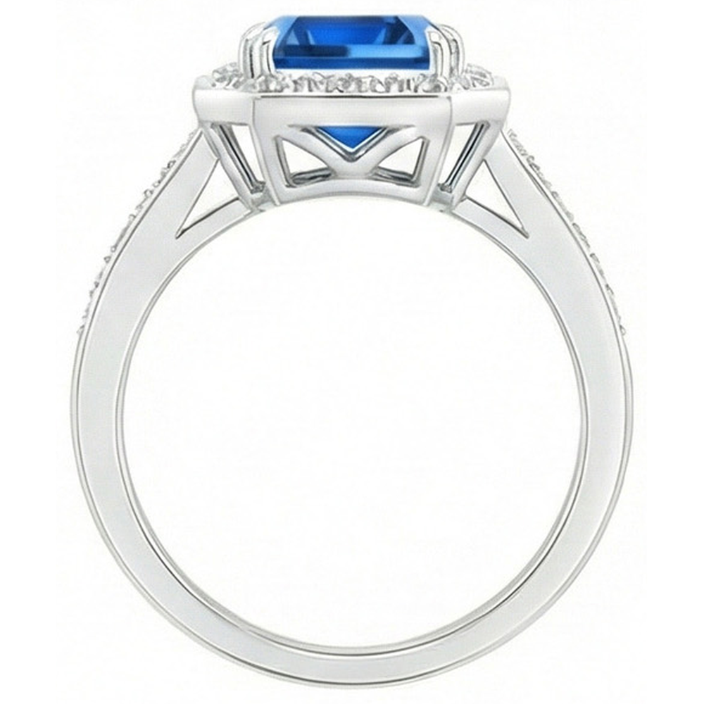3.40 Ct Sri Lankan Sapphire Natural Earth Mined DIAMOND ( NOT LAB GROWN )s Ring White Gold 14K