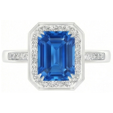 3.40 Ct Sri Lankan Sapphire Natural Earth Mined DIAMOND ( NOT LAB GROWN )s Ring White Gold 14K