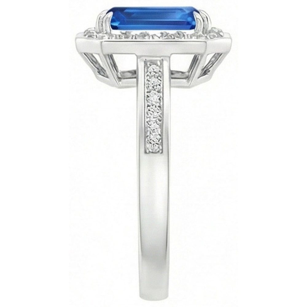 3.40 Ct Sri Lankan Sapphire Natural Earth Mined DIAMOND ( NOT LAB GROWN )s Ring White Gold 14K