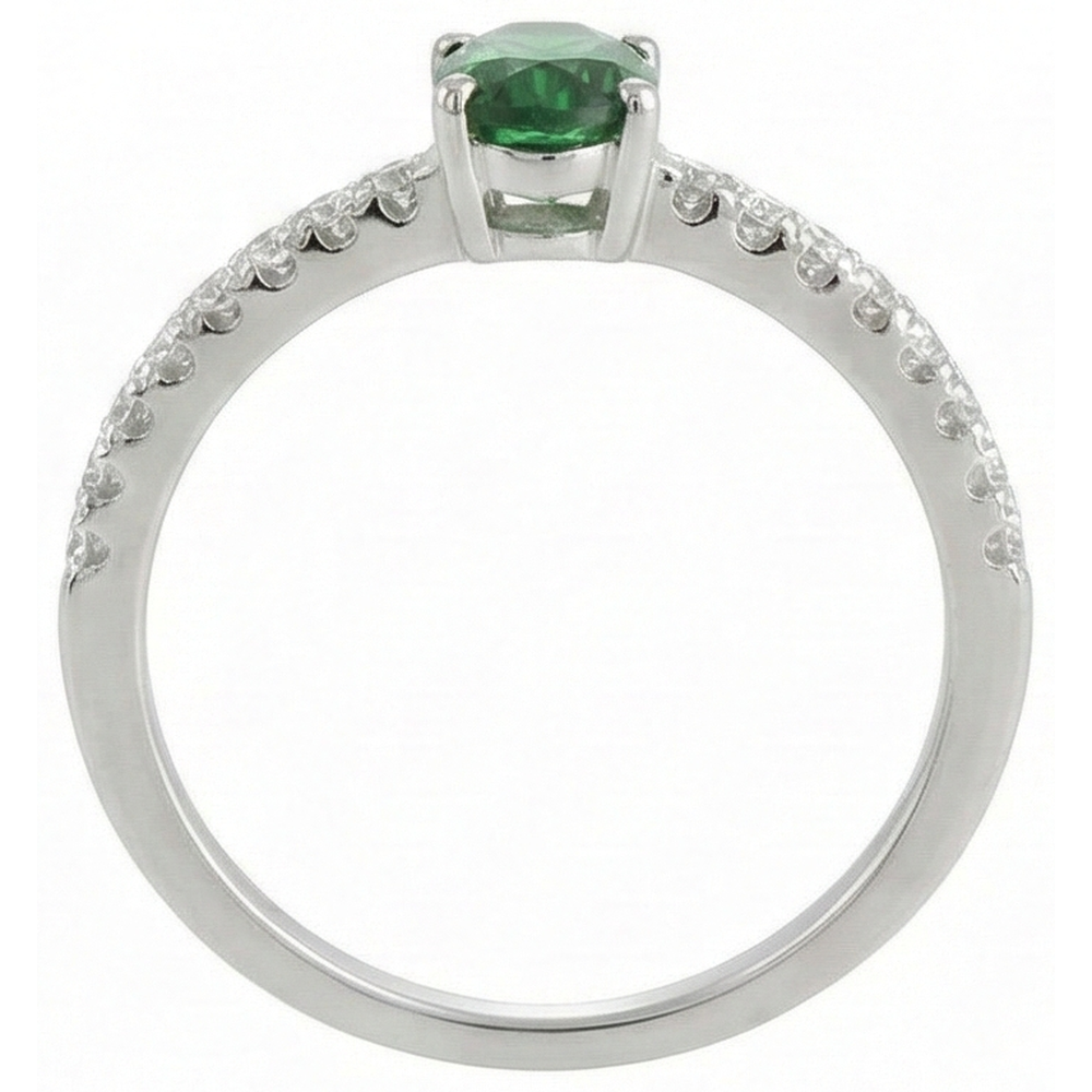3.5 Ct Green Emerald And Natural Earth Mined Diamond Wedding Ring