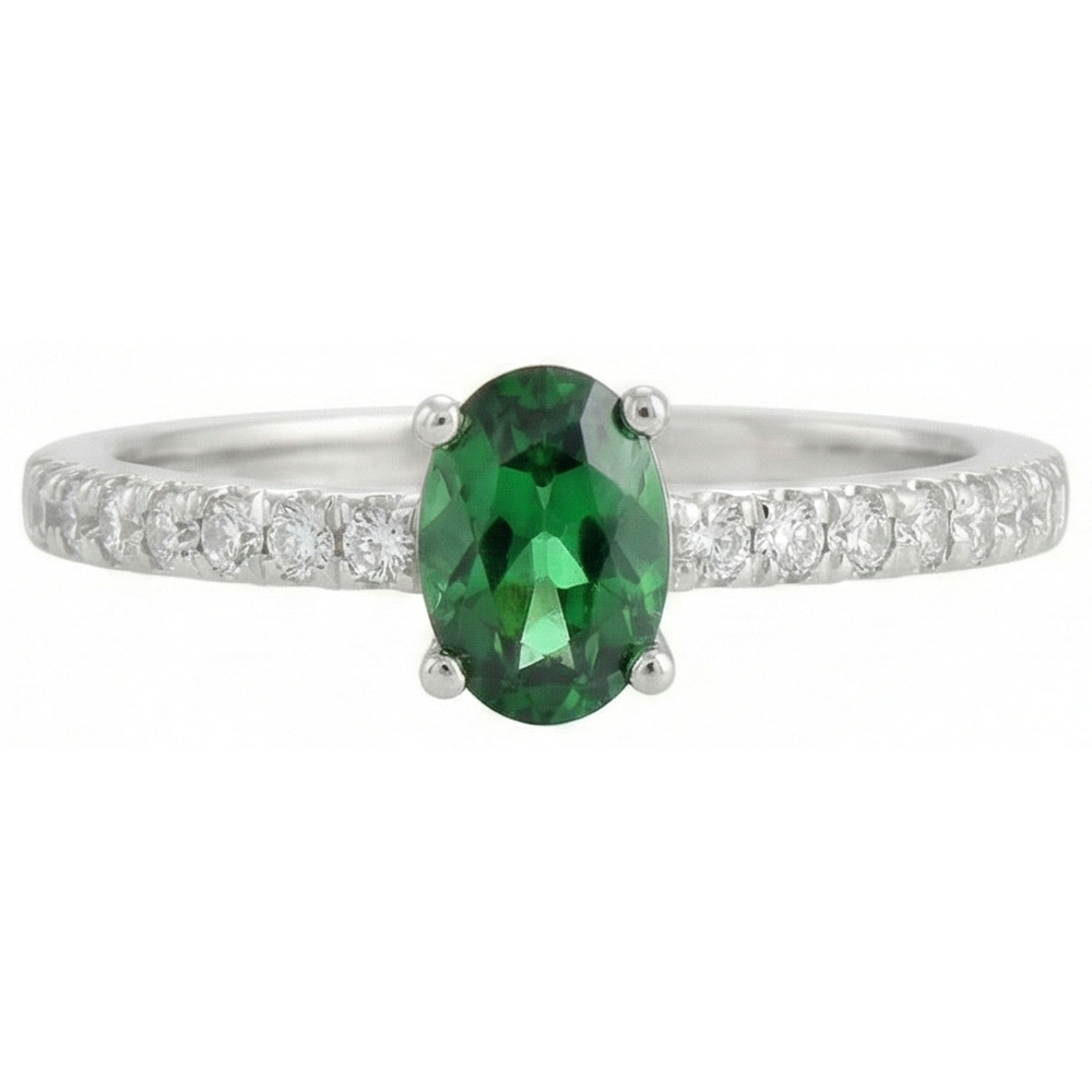 3.5 Ct Green Emerald And Natural Earth Mined Diamond Wedding Ring