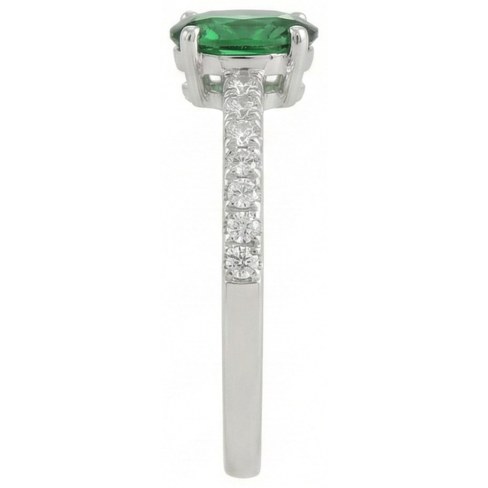 3.5 Ct Green Emerald And Natural Earth Mined Diamond Wedding Ring