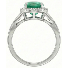 3.5 Ct Oval Cut Green Emerald With Natural Earth Mined Diamond Engagement Ring