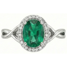 3.5 Ct Oval Cut Green Emerald With Natural Earth Mined Diamond Engagement Ring