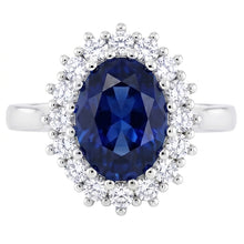3.5 Ct Oval Shaped Ceylon Sapphire Round Natural Earth Mined Diamond Ring White Gold 14K