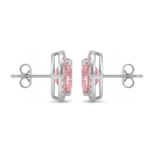 Pink Diamond Earrings 3.5 Carat Lab Grown Heart Halo 14K White Gold