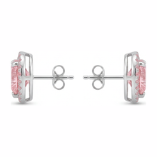 Pink Diamond Earrings 3.5 Carat Lab Grown Heart Halo 14K White Gold