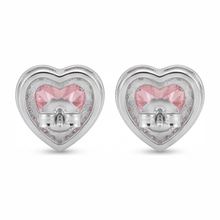 Pink Diamond Earrings 3.5 Carat Lab Grown Heart Halo 14K White Gold