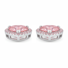 Pink Diamond Earrings 3.5 Carat Lab Grown Heart Halo 14K White Gold