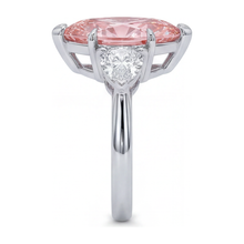 Lab Grown Pink Diamond 3.5 Carat Marquise Three Stone Ring 14K White Gold