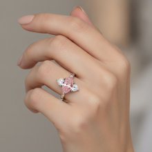 Lab Grown Pink Diamond 3.5 Carat Marquise Three Stone Ring 14K White Gold