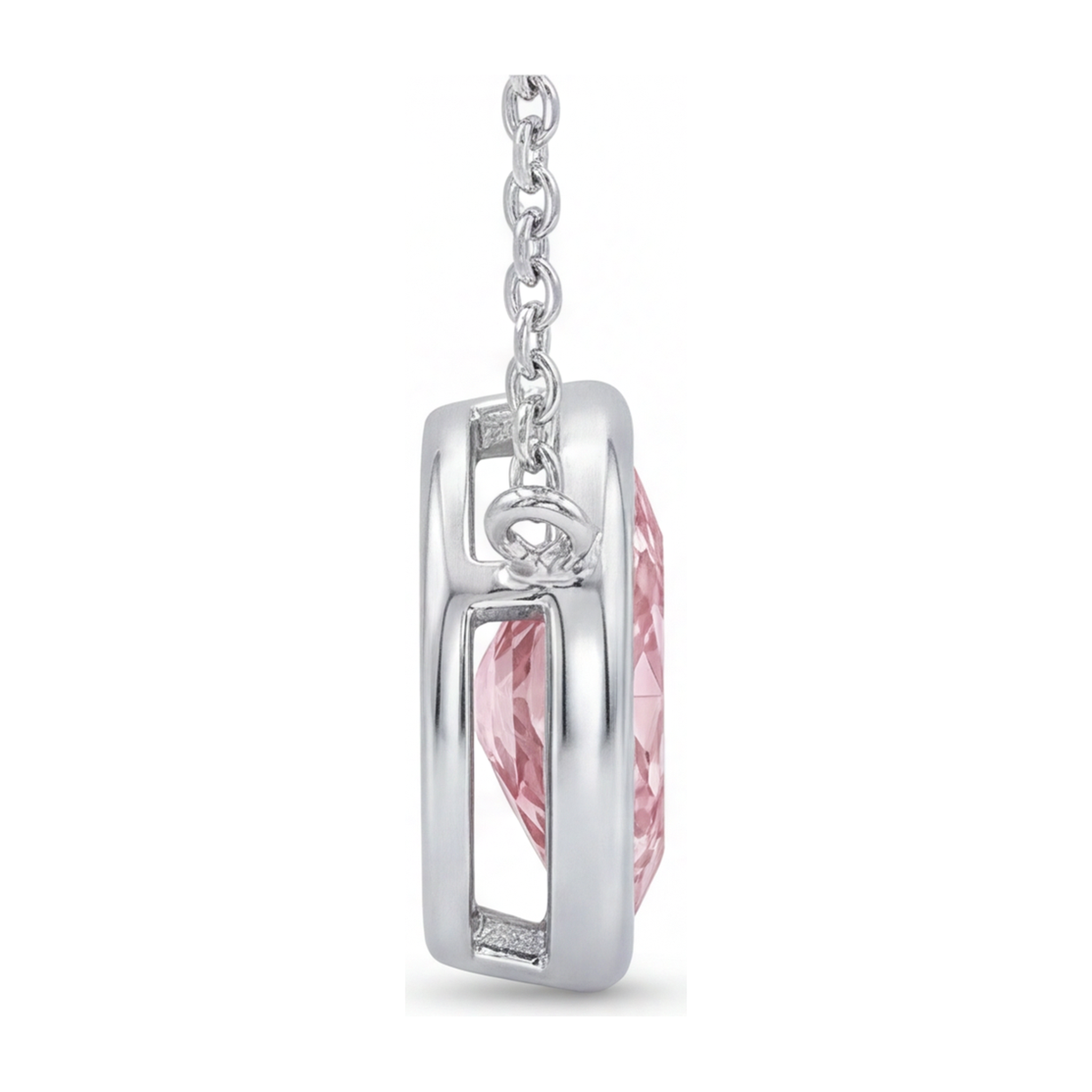 Pink Diamond Necklace 3.5 Carat Lab Grown Marquise Bezel Pendant 14K White Gold