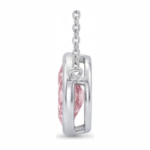 Pink Diamond Necklace 3.5 Carat Lab Grown Marquise Bezel Pendant 14K White Gold