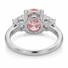 Lab Grown Pink Diamond 3.5 Carat Oval Three Stone Ring 14K White Gold