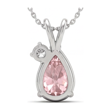 Lab Grown Pink Diamond Necklace 3.5 Carat Pear Bypass Pendant 14K White Gold