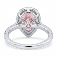 Pink Diamond Engagement Ring 3.5 Carat Lab Grown Pear Halo 14K White Gold