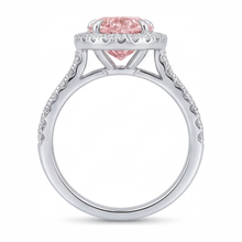 Pink Diamond Engagement Ring 3.5 Carat Lab Grown Pear Halo 14K White Gold
