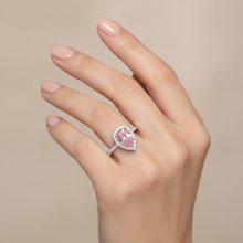Pink Diamond Engagement Ring 3.5 Carat Lab Grown Pear Halo 14K White Gold