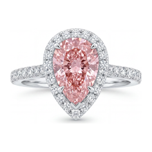 Pink Diamond Engagement Ring 3.5 Carat Lab Grown Pear Halo 14K White Gold