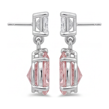 Pink Diamond Earrings 3.5 Carat Lab Grown Pear Solitaire 14K White Gold